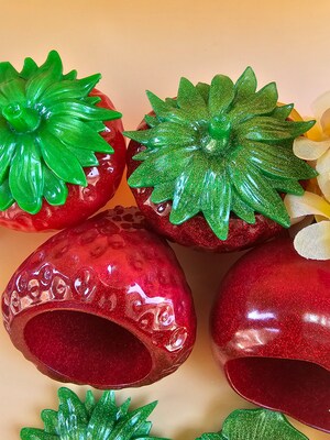 Resin Strawberry Trinket Jar - Strawberry jars - Resin Tomato Jars - Resin summer jars - handmade resin jars - trinket jars- tea leaf jars - image4